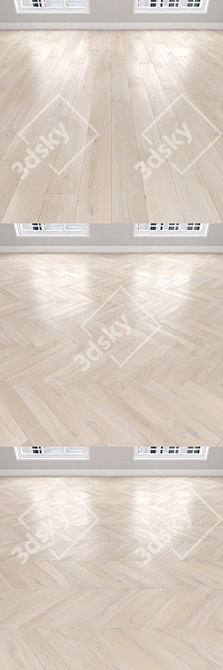 Cream Oak Parquet: Herringbone, Linear, Chevron 3D model image 2