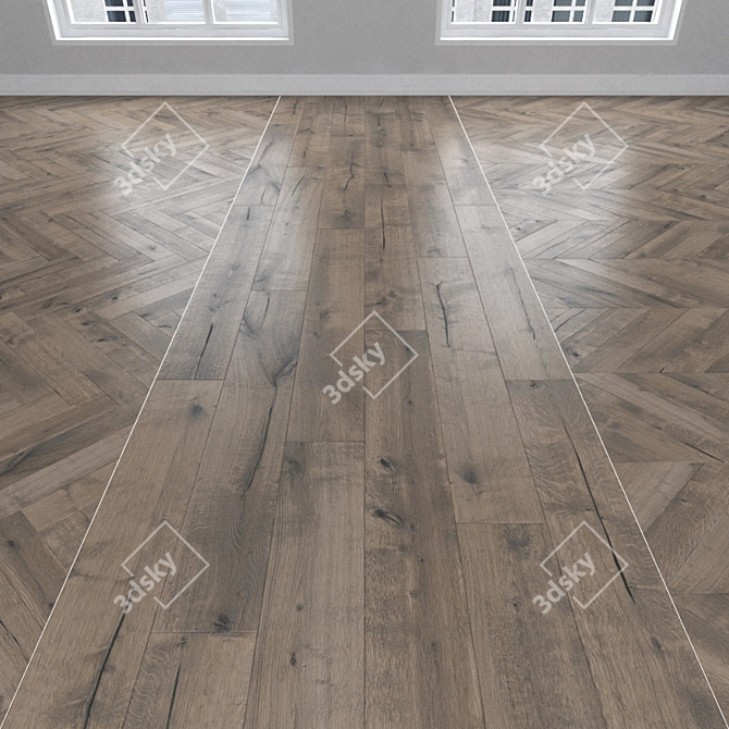 Oak Parquet: Herringbone, Linear & Chevron 3D model image 1