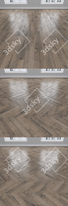 Oak Parquet: Herringbone, Linear & Chevron 3D model image 2