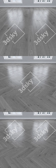 Gray Oak Parquet: Herringbone, Linear, Chevron 3D model image 2