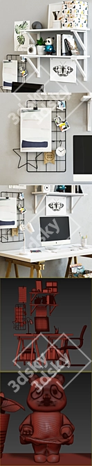 Modern Home Office Setup: Ikea LINNMON / FINWARD Table & More 3D model image 3