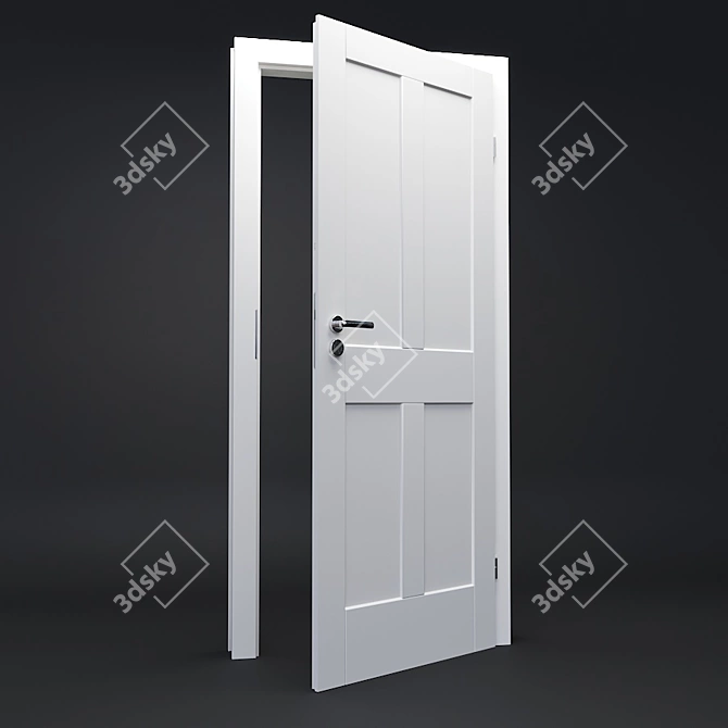 Elegant White Lacquered Doors 3D model image 1