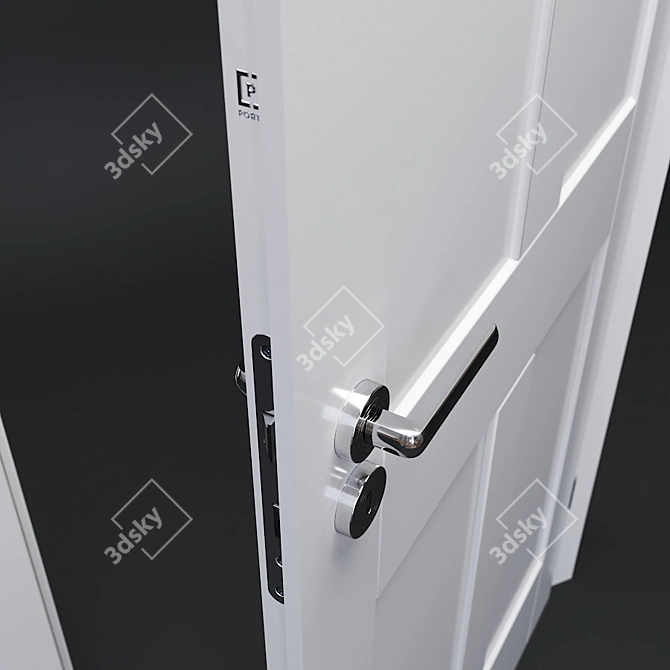 Elegant White Lacquered Doors 3D model image 2