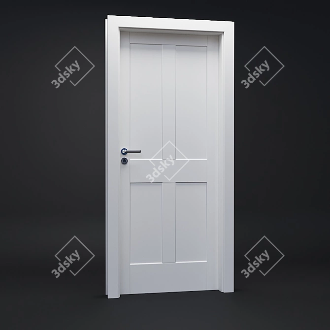 Elegant White Lacquered Doors 3D model image 3