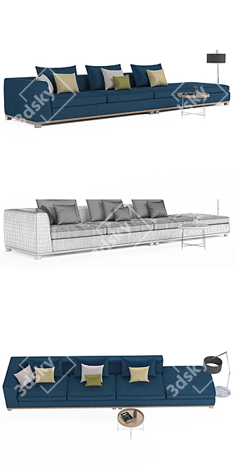 Luxurious Porada Sofa - Unwrap UVW & High-Quality Textures 3D model image 2