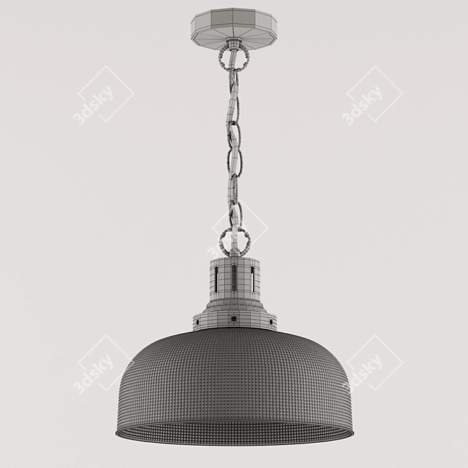 Sleek Nickel Pendant Light 3D model image 3