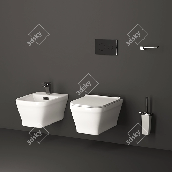 Forma Toilet and Bidet Set 3D model image 1