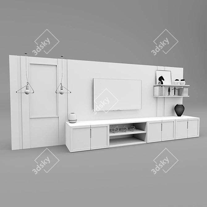 Modern TV Stand, Spacious Design 3D model image 3