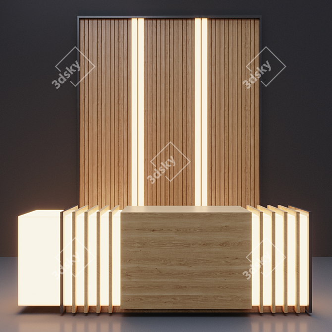 Modern Reception Desk: 3400mm Width 3D model image 1