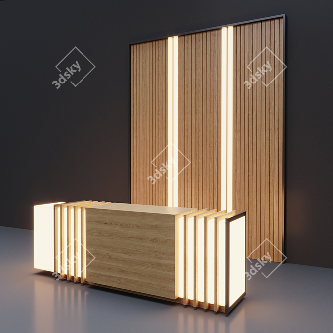 Modern Reception Desk: 3400mm Width 3D model image 2