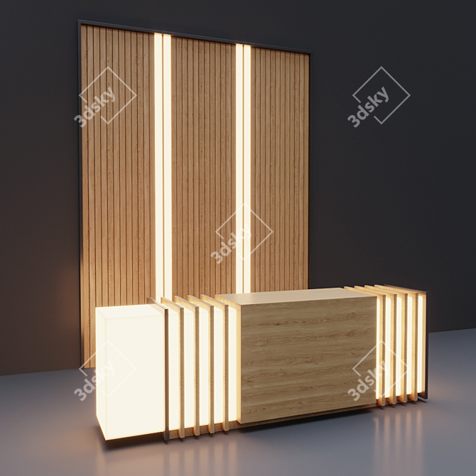 Modern Reception Desk: 3400mm Width 3D model image 3