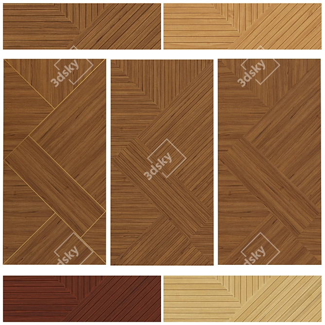 Veneer and Slats Decor Panel 3D model image 1