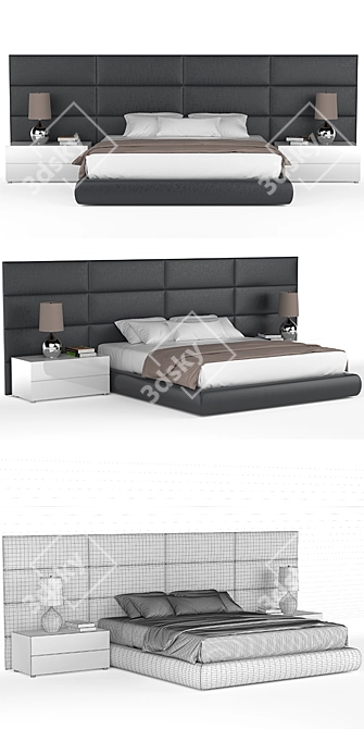 Poliform Contemporary Bed with Textures 3D model image 2