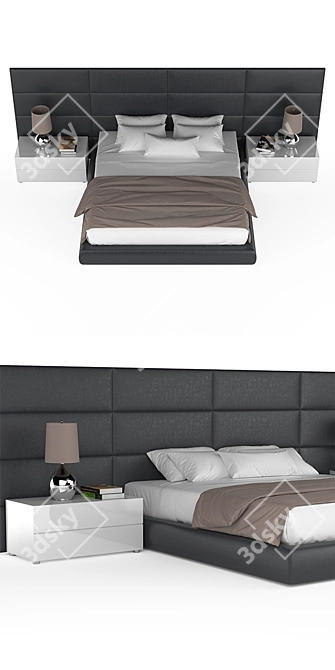 Poliform Contemporary Bed with Textures 3D model image 3