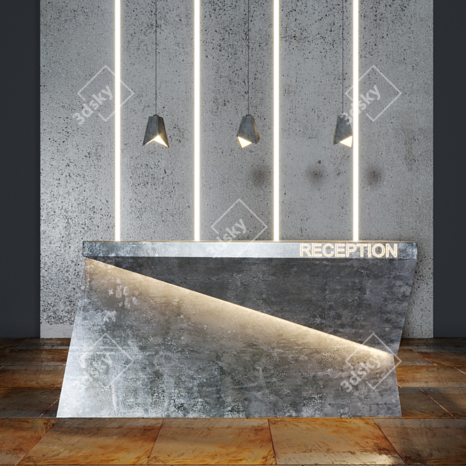 Modern Loft Reception Desk 3D model image 1