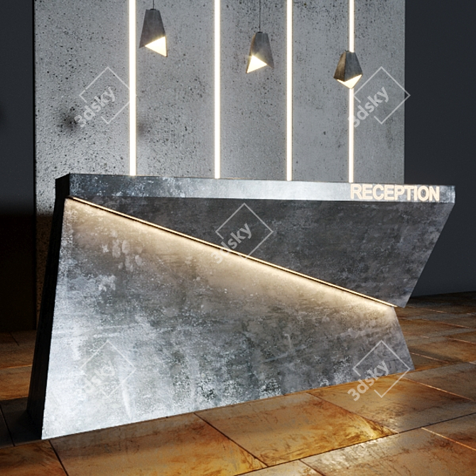 Modern Loft Reception Desk 3D model image 2