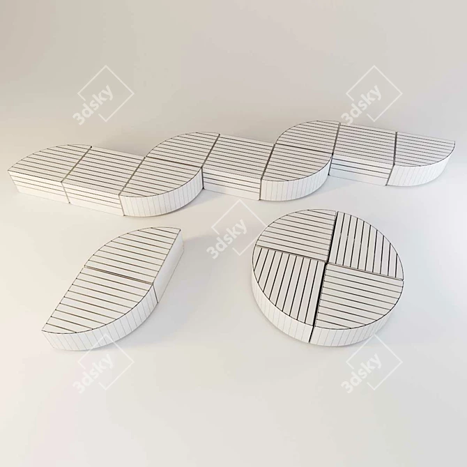 Modular Orbit Bench Set: Versatile Street Furniture Set 3D model image 2