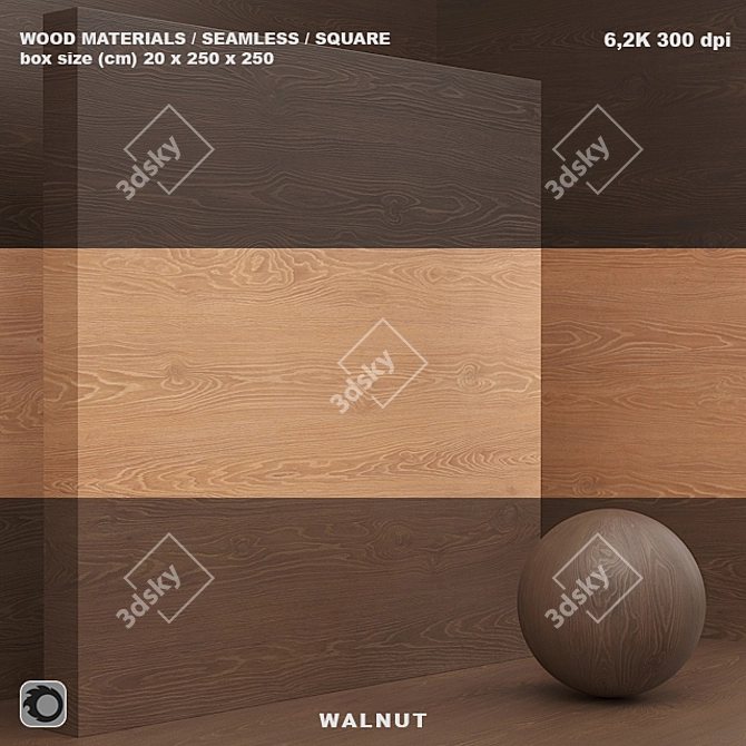 Seamless Veneer Wood Set 3D model image 1