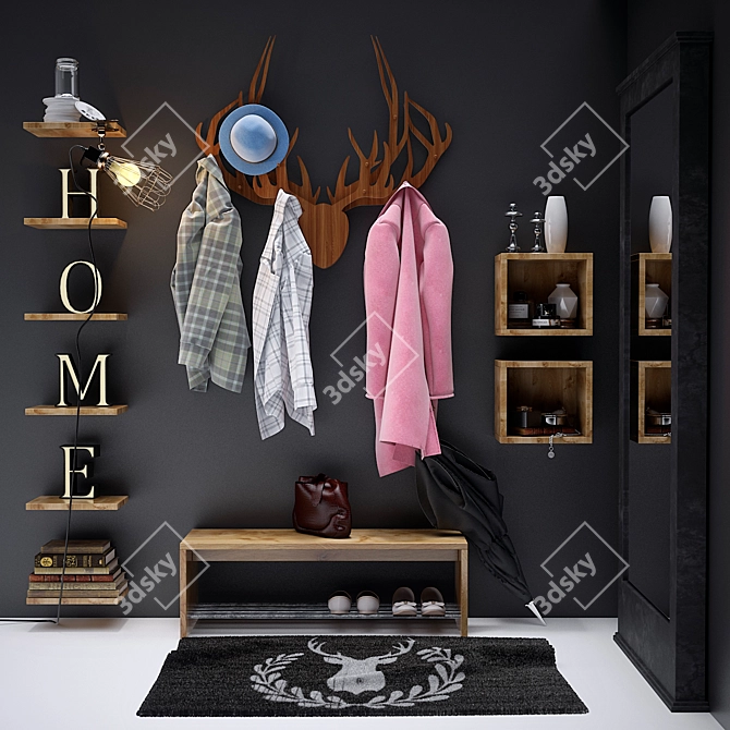 Modern Hallway Decor Set 3D model image 1