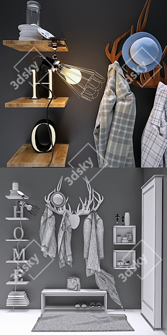 Modern Hallway Decor Set 3D model image 3