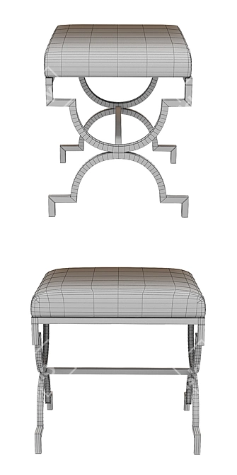 Metal-Infused Cream Textile Bench 3D model image 3