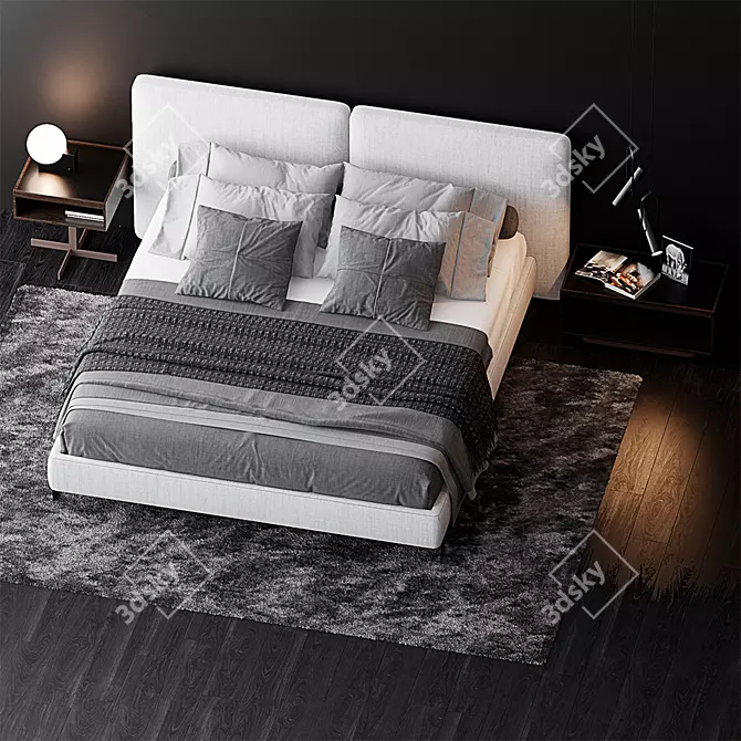 TATLIN COVER Bed & CLOSE Side Tables 3D model image 2