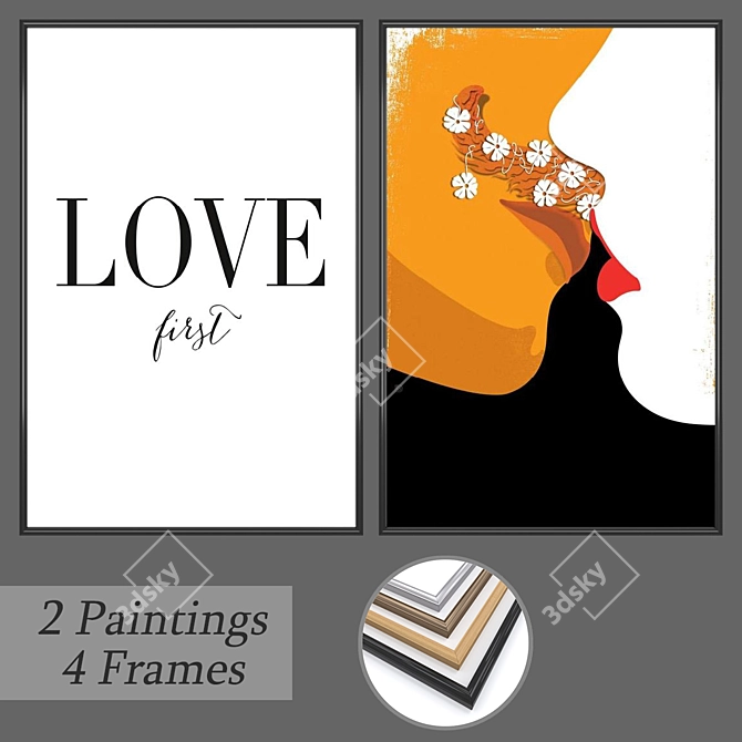 Artistic Wall Paintings Set 3D model image 1