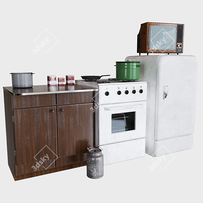 Vintage Soviet Kitchen Collection 3D model image 1