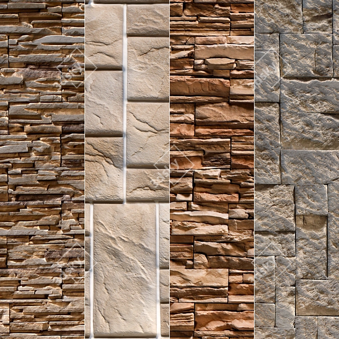 Modern Stone Walls: Set 17 3D model image 1