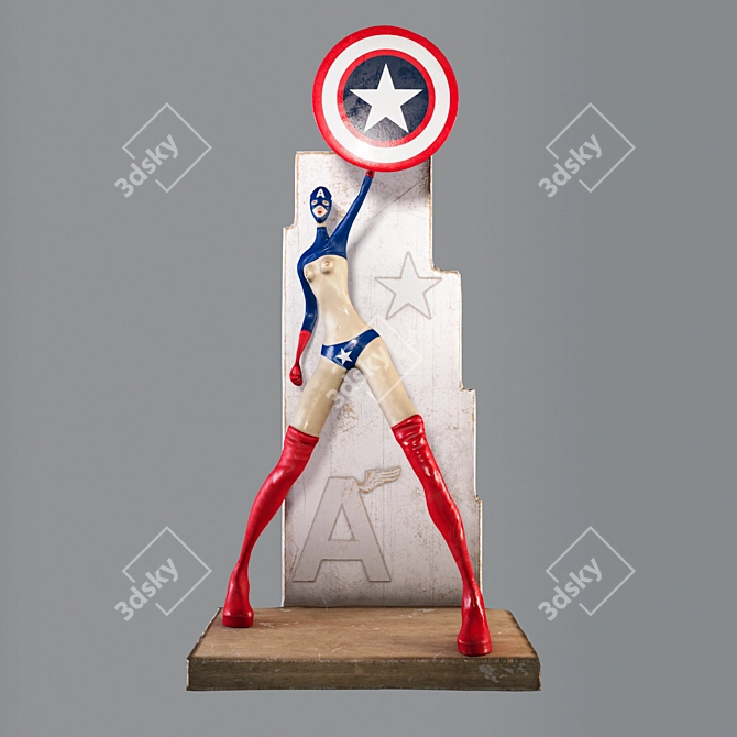 Steel Shield Sculpture 3D model image 1