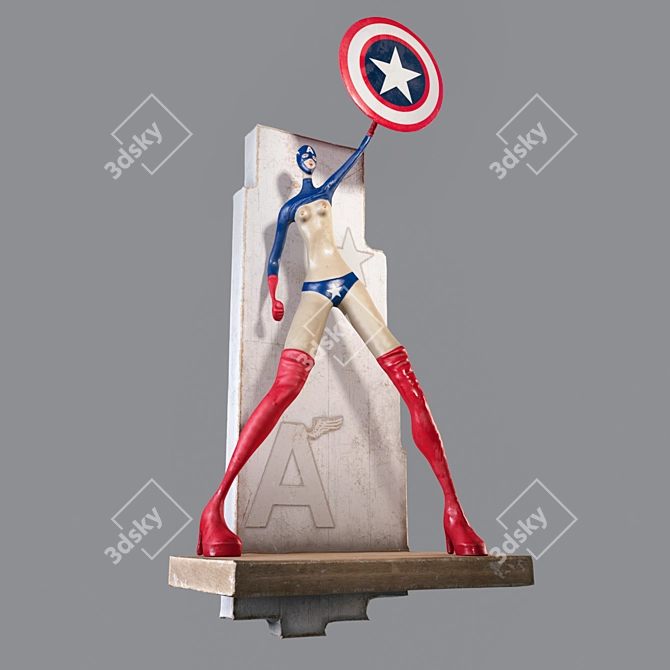 Steel Shield Sculpture 3D model image 2