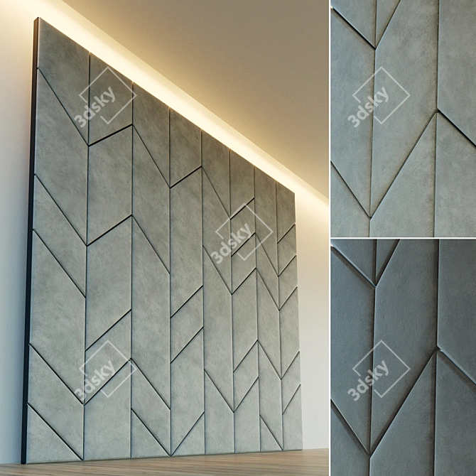 Elegant Soft Wall with Metal Moldings | 2 Material Variants 3D model image 1