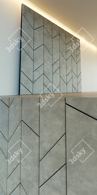 Elegant Soft Wall with Metal Moldings | 2 Material Variants 3D model image 2