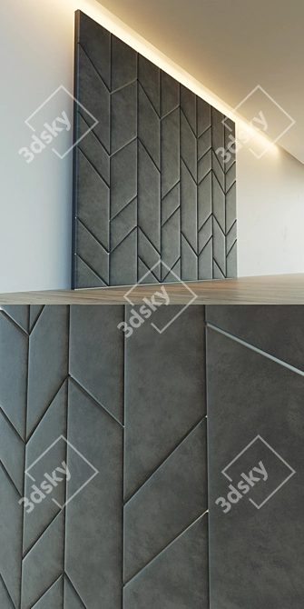 Elegant Soft Wall with Metal Moldings | 2 Material Variants 3D model image 3