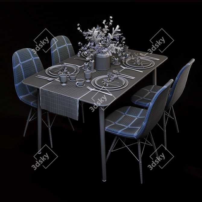 Elegant Dining Set with Accessories 3D model image 3