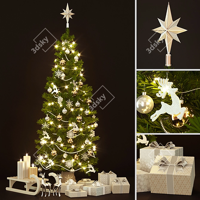 Festive Artificial Christmas Tree 3D model image 1