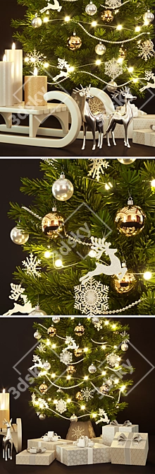 Festive Artificial Christmas Tree 3D model image 2