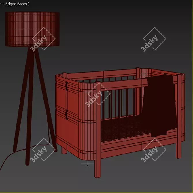 Wood Mini + Bed & Highland Floor Lamp 3D model image 3