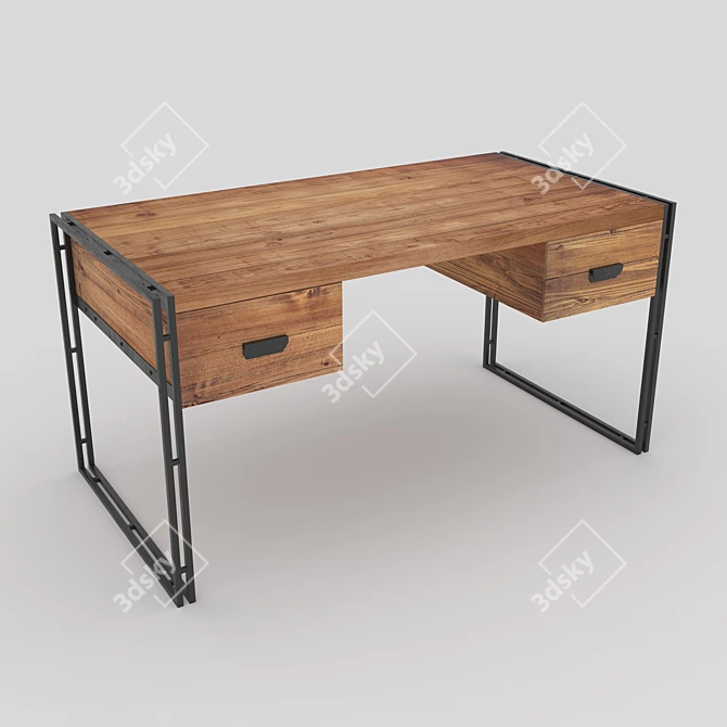 Urban Wood Metal Table: Loft Designe 10776 3D model image 1