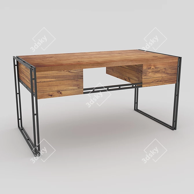 Urban Wood Metal Table: Loft Designe 10776 3D model image 2