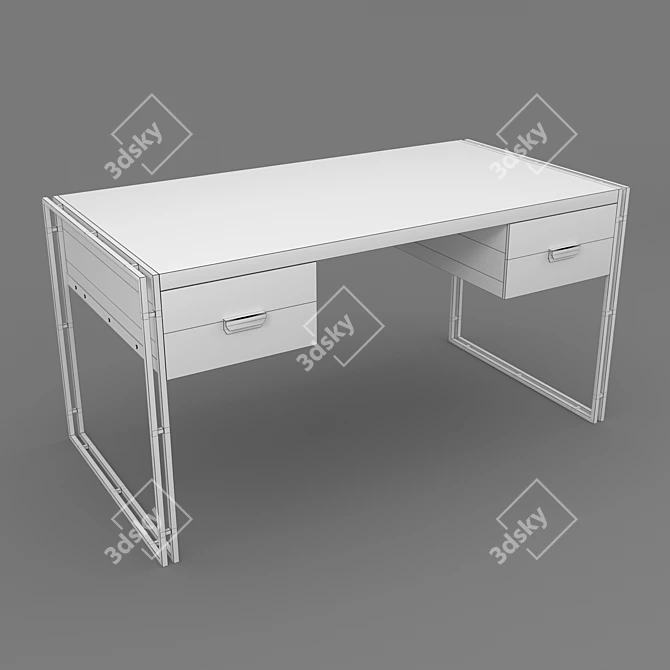 Urban Wood Metal Table: Loft Designe 10776 3D model image 3