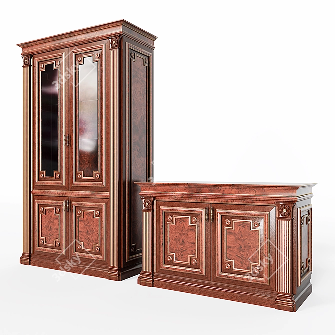 Classic TV Stand Wardrobe 3D model image 3