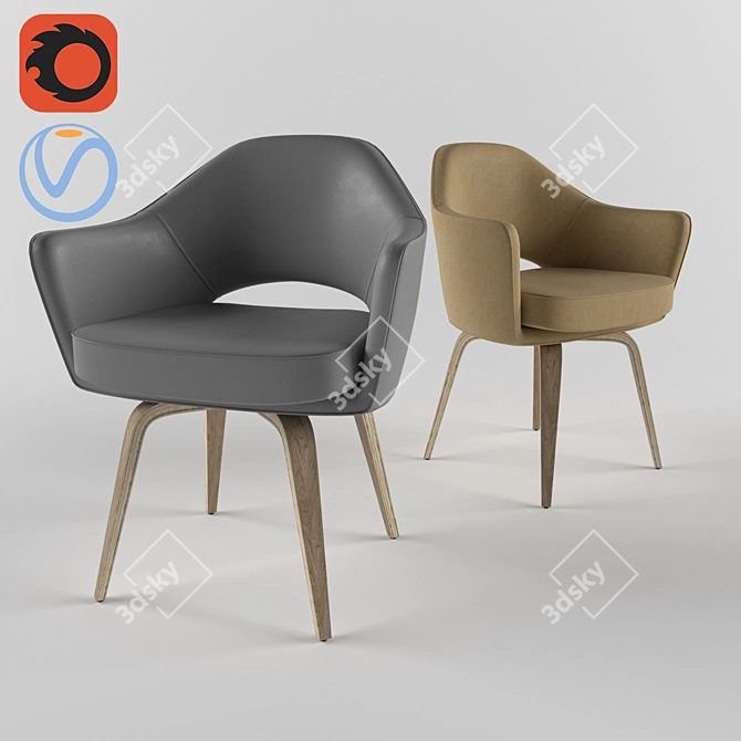 Elegant Dual-Material Executive Chair 3D model image 1