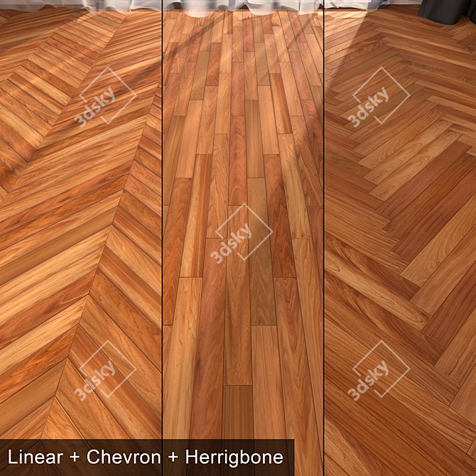 Luxury Cabreuva Parquet: Linear, Chevron, Herringbone 3D model image 1