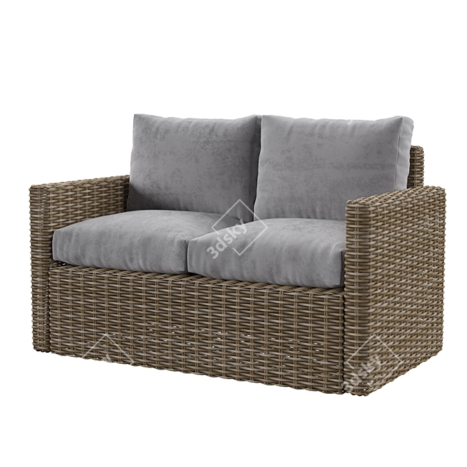 Teflon Coated Rattan Sofa 3D model image 1