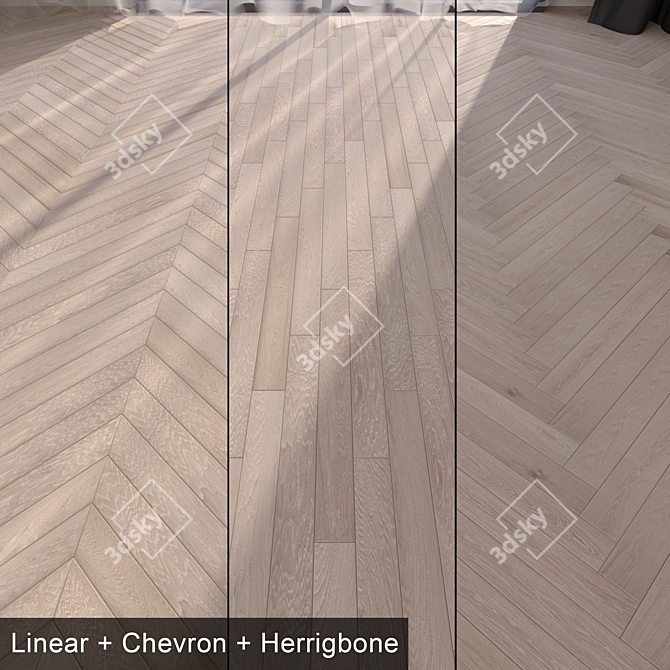 Cashmere Oak Parquet: Linear, Chevron & Herringbone | High-Resolution Textures | 3ds Max & FBX 3D model image 1