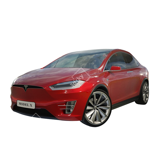 Compact Tesla Model X: Sleek Efficiency 3D model image 1