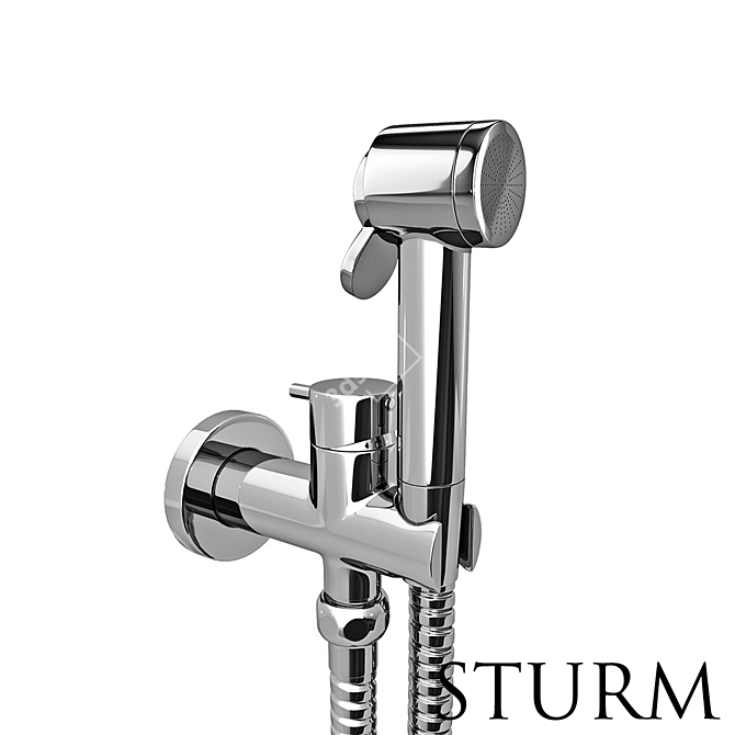 Stylish Chrome Hygienic Shower 3D model image 1