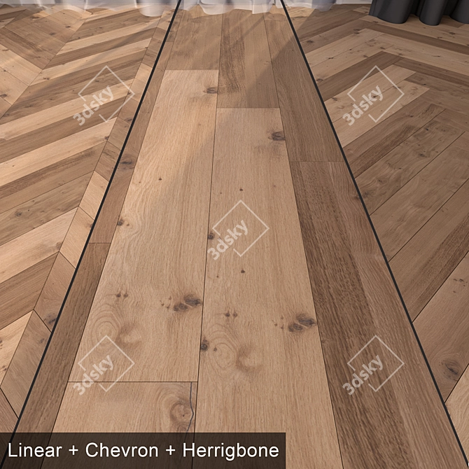  Parquet Floor Set: Linear, Herringbone, Chevron - 29 Styles 3D model image 1