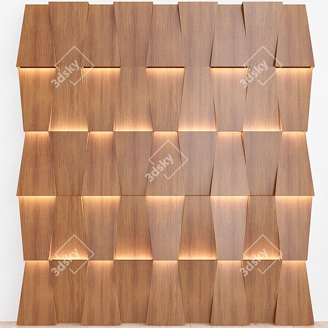 Sleek Wave 3D Wall Panels 3D model image 1